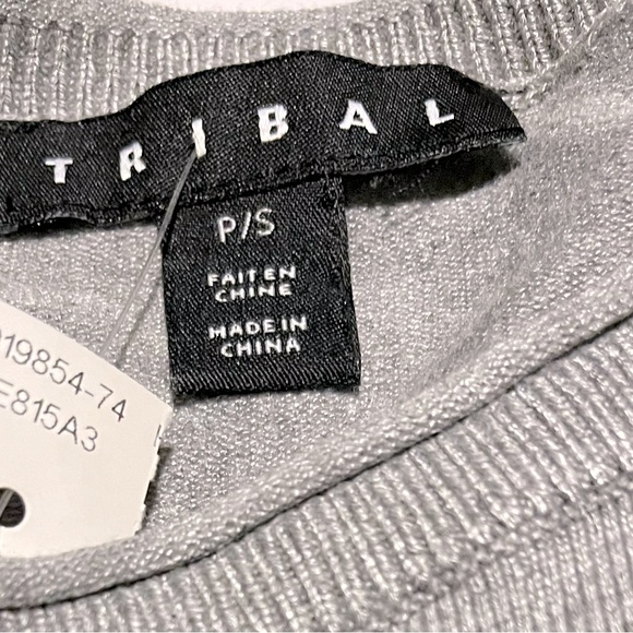 NWT🍀Tribal Women's Gray Long Sleeve Mock Neck Lace-Overlay Sweater Dress Size S - Picture 10 of 13